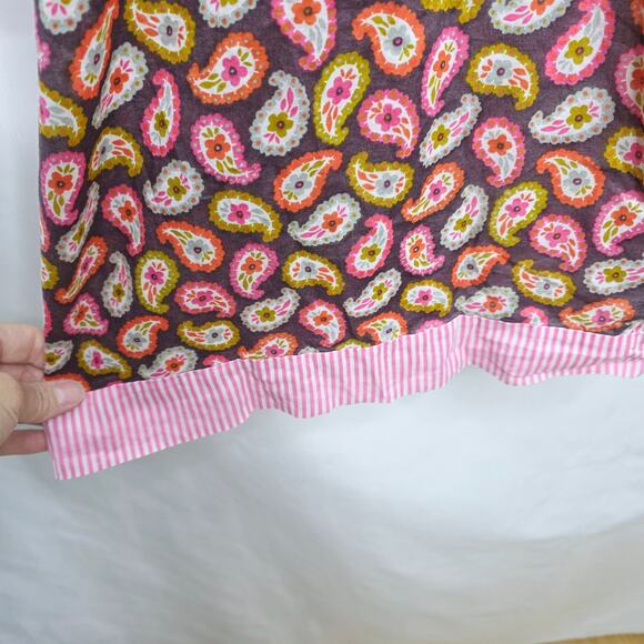 Boden Pink & White Paisley Tunic Swimsuit Cover up Women's size 6 Striped Hem - Picture 7 of 8